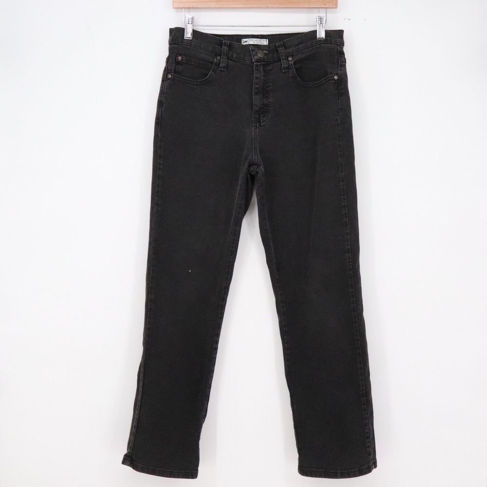 Lee Jeans Women 6 Short Relaxed Fit At The Waist Black Denim Straight Excellent